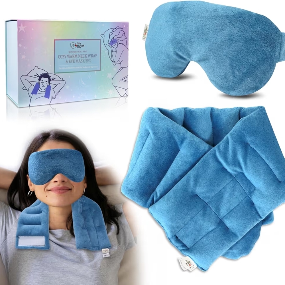 Blue Cozy Warm Neck Wrap & Eye Mask Set
